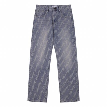 Balenciaga classic letter all over logo denim trousers