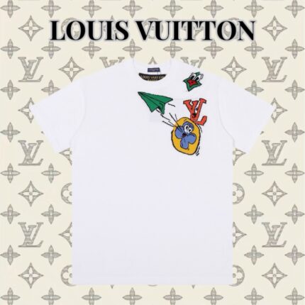 Louis Vuitton 24ss new paper airplane design knitted short-sleeved T-shirt