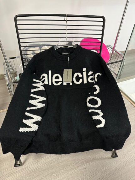 Balenciaga jacquard letter pullover crew neck sweater