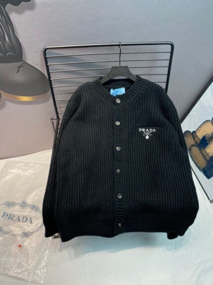 Prada thick knit wool cardigan