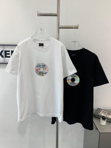 Balenciaga Valentine's Day limited edition CD distressed short-sleeved T-shirt