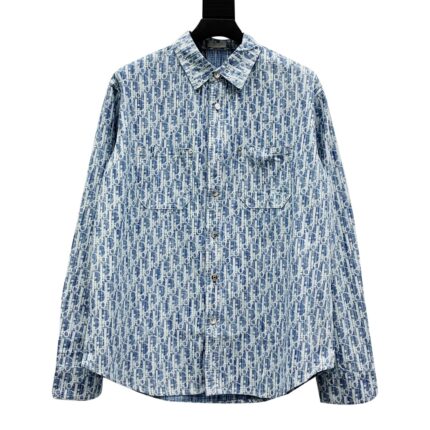 Dior 24FW presbyopic all-over logo jacquard long-sleeved denim shirt