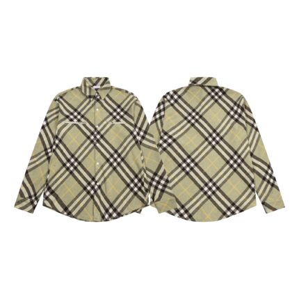 Burberry 2024 early spring classic straw yellow diamond plaid wool long-sleeved shirt