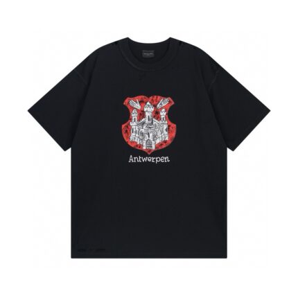 Balenciaga 24ss castle print washed and worn new short-sleeved T-shirt