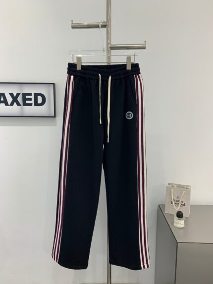 Gucci 2024 new style red and white webbing embroidered logo straight pants
